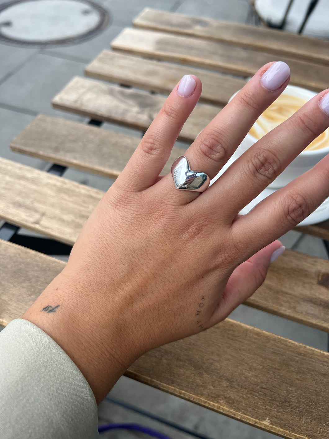 Silver Chunky Heart Ring