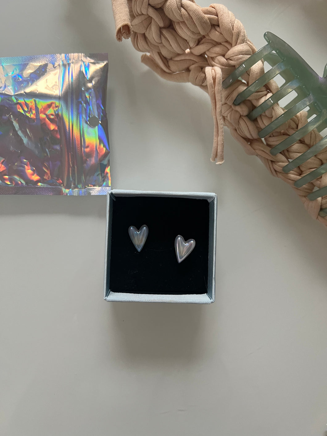 Shiny Heart Studs